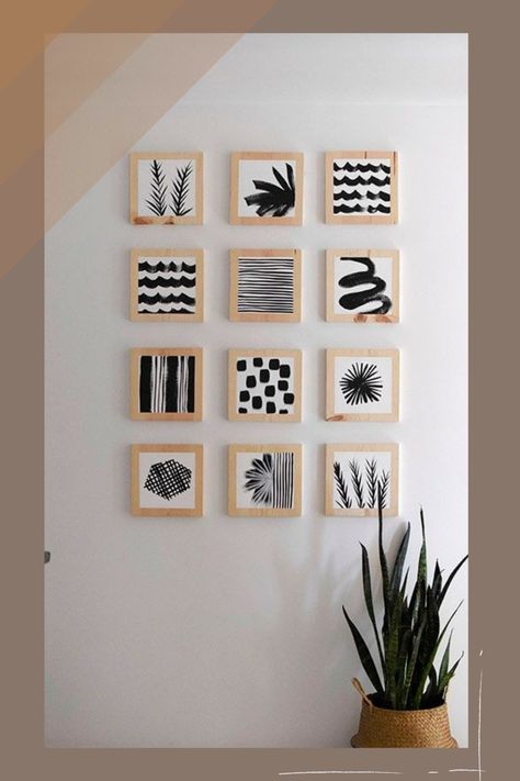 Hiasan Dinding Diy, Wood Block Art, Hallway Gallery Wall, Diy Para A Casa, Hiasan Bilik Tidur, Diy Wand, Dekor Diy, Interior Design Per La Casa, Hiasan Bilik