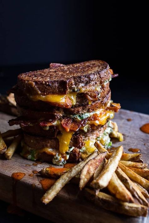 Big Popper Hot Buffalo Chicken and Bacon Grilled Cheese | HBH Work Sandwiches, Awesome Sandwiches, Recipes Sandwiches, Gold Food, Bacon Grilled Cheese, Chicken And Bacon, Gourmet Sandwiches, Bacon Jam, Harvest Recipes