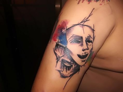 Caras del Teatro Tattoo Watercolor Tattoo, Tattoos