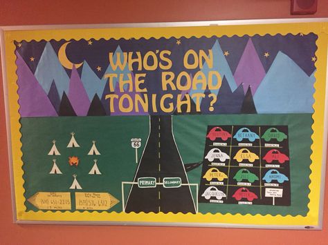 Road Trip Bulletin Board, Road Trip Vbs, Travel Bulletin Boards, Twos Classroom, Preteen Ministry, August Activities, Art Walls, Bulletin Board Ideas, Class Design