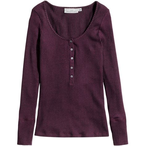 H&M Henley shirt ($20) ❤ liked on Polyvore featuring tops, dark purple, shirts & tops, button shirts, jersey shirts, women tops and dark purple shirt Apocalypse Clothes, Long Sleeve Jersey Shirt, Casual Chic Outfits, Basic Essentials, Women's Henley, Purple Shirt, Henley Shirt, Casual Chic Outfit, Look At You