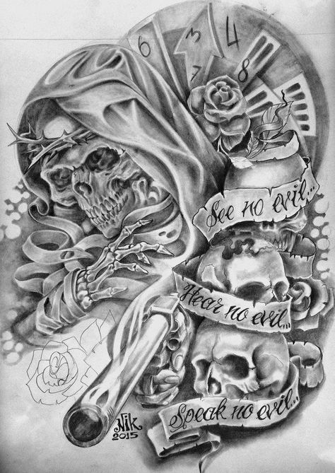 Chest Tattoo Sketches, Best Chest Tattoos, Chest Tattoo Drawings, Evil Skull Tattoo, Chicano Tattoos Sleeve, Skull Art Tattoo, Half Sleeve Tattoos Drawings, Cool Tattoo Drawings, Skull Sleeve Tattoos