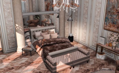 Bedroom Series – aaldsims Sims 4 Beds, Sims 4 Bedroom, Sims 4 House Design, Luxury Bedroom Design, Sims Building, Sims 4 Cc Furniture, Sims 4 Houses, Sims House, Master Bedrooms Decor