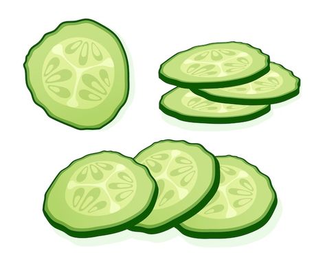 Fresh cucumber sliced slices isolated on... | Premium Vector #Freepik #vector #cucumber #vegetables #vegetables-food #food-cartoon Cucumber Illustration, Fresh Cucumber, Background Green, Premium Vector, Cucumber, White Background, Green, White