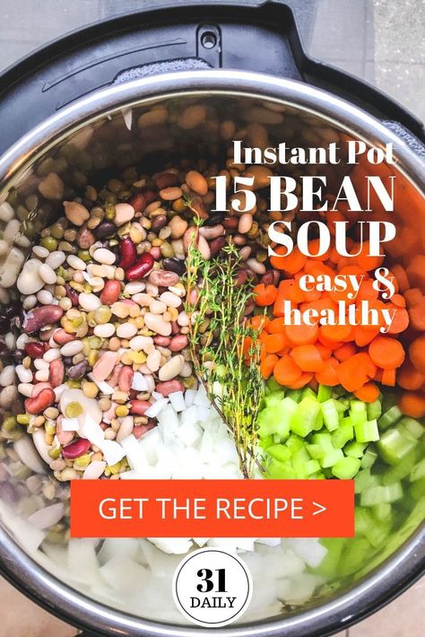 Insta Pot Ham And Bean Soup Recipes, Ham And Bean Soup Instapot, Mixed Beans Instant Pot, 15 Bean Soup Instant Pot Vegan, Bean Soup In Instant Pot, 13 Bean Soup Instant Pot, 15 Bean Soup Recipes Instant Pot, Instapot Bean Soup Recipes, Instant Pot Beans And Ham Hocks