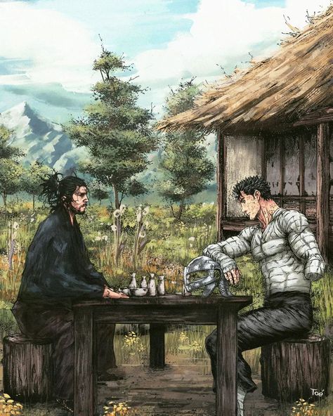 Vagabond X Berserk, Miyamoto Musashi Art, Saga Art, Vagabond Manga, Samurai Artwork, Miyamoto Musashi, Samurai Art, Anime Artwork Wallpaper, Cool Anime Pictures