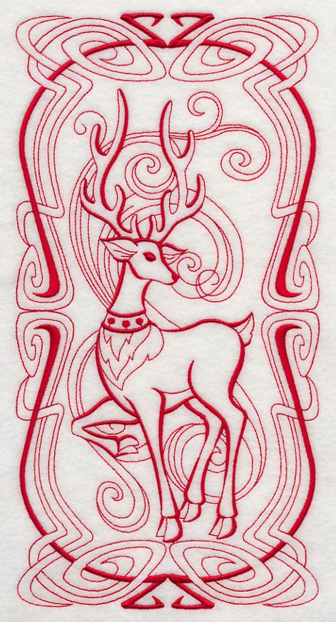 Art Nouveau Christmas, Decorated Mirrors, Embroidery Redwork, Christmas Zentangle, Reindeer Embroidery, Library Christmas, Motifs Art Nouveau, Pole Art, Art Nouveau Illustration