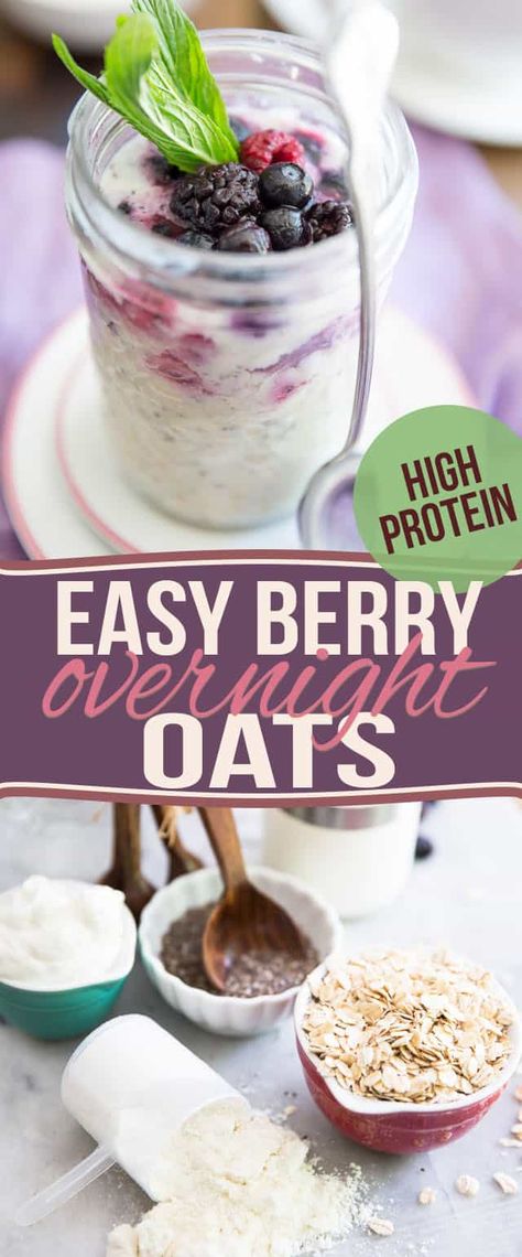 These High Protein Post Workout Berry Overnight Oats are so refreshing, so delicious and so easy to make, you'll want to work-out just so you can have some! Protein Post Workout, Berry Overnight Oats, Protein Workout, Protein Powder Pancakes, Workout Easy, Protein Overnight Oats, Overnight Oatmeal Recipes, Healthy Homemade Snacks, Oat Recipes Healthy