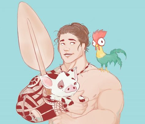 Moana Sketch, Genderbend Disney, Moana Sketches, Disney Characters Genderbend, Disney Characters As Humans, Disney Gender Bender, Disney Prince, Men Bodies, Disney Princes