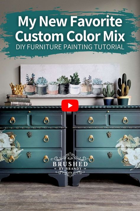 Dixie Belle Chalk Paint Furniture Green, Teal Dresser Makeover, Blended Chalk Paint Furniture, Teal Furniture Bedroom, How To Blend Chalk Paint On Furniture, Dark Teal Dresser, Blended Painted Furniture, Chalk Paint Dresser Ideas Color Combos, Teal Dresser Diy