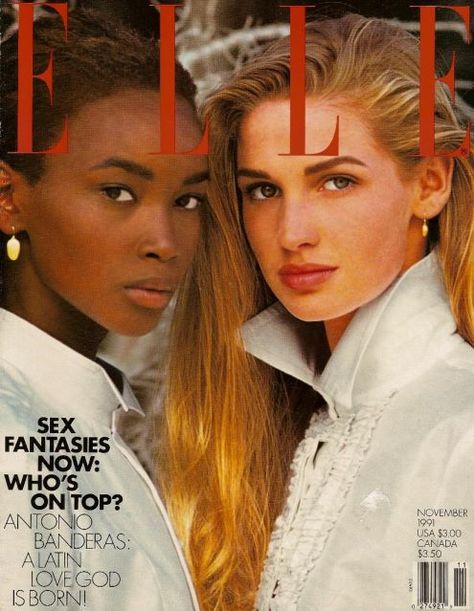 Elle US November 1991 - Beverly Peele & Catherine McCord Michaela Bercu, Catherine Mccord, Beverly Peele, Monica Seles, Steffi Graf, Tatjana Patitz, Niki Taylor, Beauty Advertising, Melanie Griffith