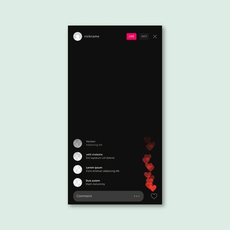 Live stream instagram app interface | Free Vector #Freepik #freevector #technology #phone #social-media #instagram Instagram App, Live App, App Template, App Interface, Instagram Live, Live Stream, Instagram Template, Vector Free, Social Media