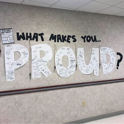 NWEA on Instagram: “⭐️🎉 End of Year / Open House Bulletin Board Idea: What makes you PROUD? 🎉⭐️ . We’ve already shared a lot of great ideas from…” Coach Classroom Decor, Staff Lounge Bulletin Board Ideas, English Teacher Bulletin Boards, Sources Of Strength Bulletin Board, End Of Year Open House, Bulletin Board Ideas Welcome Back, Teacher Lounge Bulletin Board, Pta Bulletin Board Ideas, Open House Bulletin Board