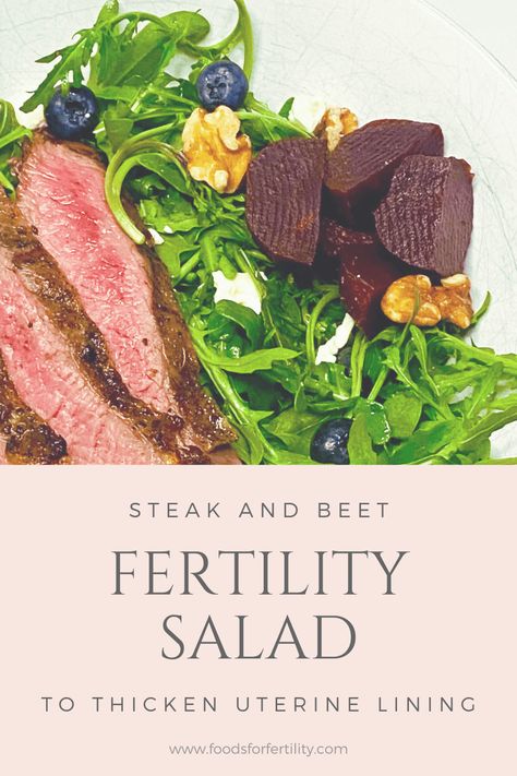 This steak salad recipe is not only delicious, it is packed with fertility superfoods and foods that thicken uterine lining. This salad includes all of the How To Thicken Uterine Lining, Uterine Lining Thickening, Fertility Salad, Ivf Recipes, Thicken Uterine Lining, Fertility Meals, Menstrual Food, Fertility Superfoods, Foods For Fertility