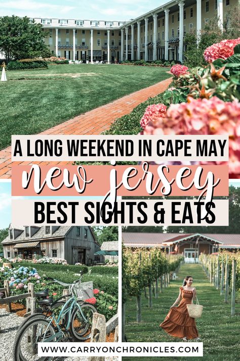 If Victorian homes, family-friendly beaches, and wineries sound like the perfect East Coast vacation, then you’ll love Cape May, New Jersey. Located along the Jersey Shore, Cape May is its own island and a must on any East Coast road trip itinerary. Between numerous Cape May wineries and beautiful East Coast beaches, it offers top things to do in New Jersey. Discover the top activities for a weekend in Cape May, America’s oldest seaside resort! #capemaynj #eastcoasttravel #eastcoastvacationideas New Jersey Vacation Ideas, Cape May Nj Things To Do, Weekend Getaway Ideas East Coast, Jersey Shore Vacation, New Jersey Vacation, Things To Do In Cape May New Jersey, New Jersey Things To Do, East Coast Weekend Getaway, East Coast Vacation Ideas