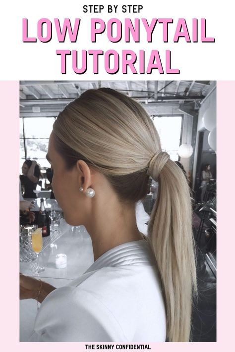 Sharing the most easy, step by step low ponytail tutorial I did for my bridal shower. This ponytail is great for special events but honestly works for work, or any day really. It's such a vibe. Sharing the steps for this ponytail simplified plus all the products used to create this look. #lowponytail #hairtutorial #ponytail Work Event Hairstyle, Low Ponytail Tutorial, Bridal Shower Hair, Girlboss Aesthetic, Skincare Steps, Shower Hair, Ponytail Tutorial, Straight Ponytail, Aesthetic Skincare