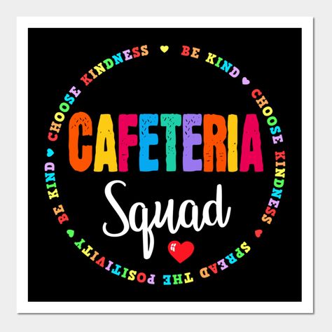 School Cafeteria Shirt Ideas, Cafeteria Shirt Ideas, Cafeteria Worker Shirts, School Cafeteria Decorations Ideas, School Lunch Lady Shirts, Cafeteria Decorations Ideas School, Back To School Cafeteria Decor, Cafeteria Bulletin Board Ideas, Team Bulletin Board