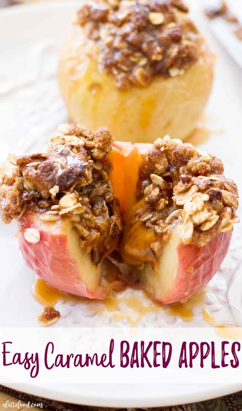 Learn how to make Caramel Stuffed Baked Apples topped with an oatmeal brown sugar topping! Stuffed Baked Apples, Baked Caramel Apples, Oat Crust, Caramel Candies, Baked Apple Dessert, Apple Pie Recipe Easy, Baked Apple Recipes, Baked Caramel, Dutch Apple