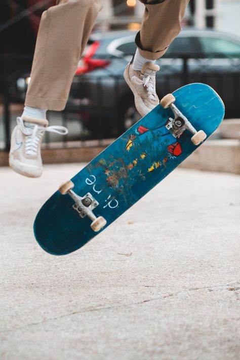 Crop skater jumping on skateboard · Free Stock Photo Skateboard Images, Skateboard Wallpaper, Skateboard Photos, Skateboard Pictures, Skateboard Fashion, Skateboard Photography, Free High Resolution Photos, 10 Minute Workout, Skate Shop