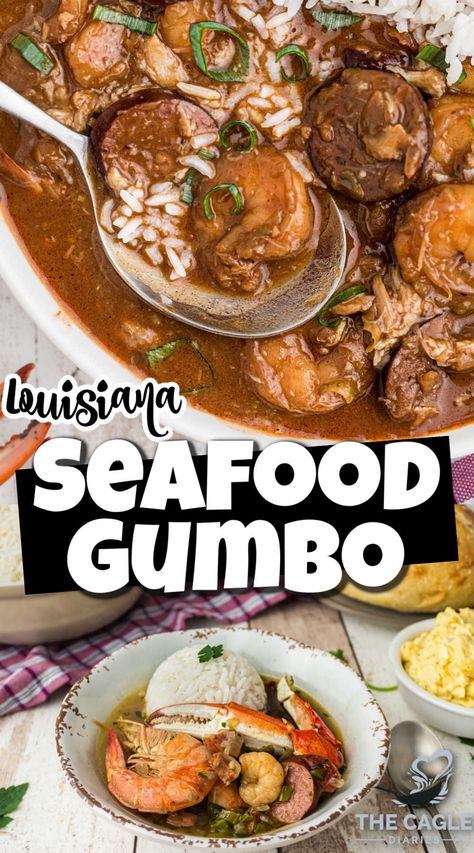 No Seafood Gumbo, Louisiana Seafood Gumbo Recipe Authentic, Louisiana Gumbo Recipe Authentic, Fish Gumbo, Louisiana Seafood Gumbo, Cajun Seafood Gumbo, Crockpot Gumbo, Crab Gumbo, Cajun Cooking Recipes