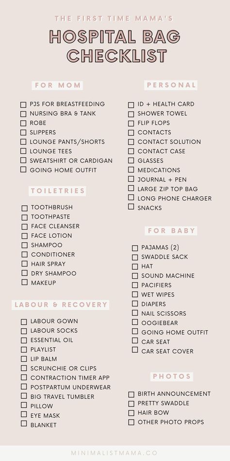 This is the hospital bag checklist that I wish I had! Wondering what the essentials are for your hospital bag, and the must-haves that will make your stay easier and more comfortable? This free printable hospital bag packing list explains exactly what you need (mom to be) as well as what to pack for baby. Mom Delivery Bag, Mama Bag For Hospital, Must Have Hospital Bag New Moms, Birthing Bag Checklist, Birth Essentials Hospital Bag, Mommy Bag For Hospital Packing Lists, Labour Bag Checklist, Hospital Checklist For Baby, Hospital List For Mom To Be