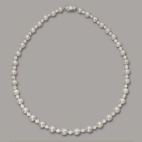 Expensive Pearl Necklace, Pearls And Diamonds Necklace, Pearl And Diamond Necklace Simple, Pearl And Diamond Necklace Wedding, Pearl And Diamond Jewelry, Pearl Jewellry, Diamond And Pearl Necklace, Pearl Diamond Necklace, Diamond Necklace Simple