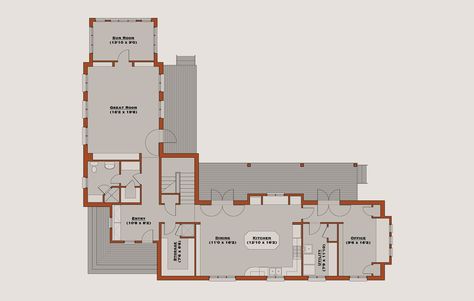 Plan 531-2 - Houseplans.com Modern L Shaped House, L Shaped Homes Plans, L Shape Kitchen Layout, U Shaped House Plans, L Shaped House Plans, U Shaped Houses, Shaped House, L Shaped House, Courtyard House Plans