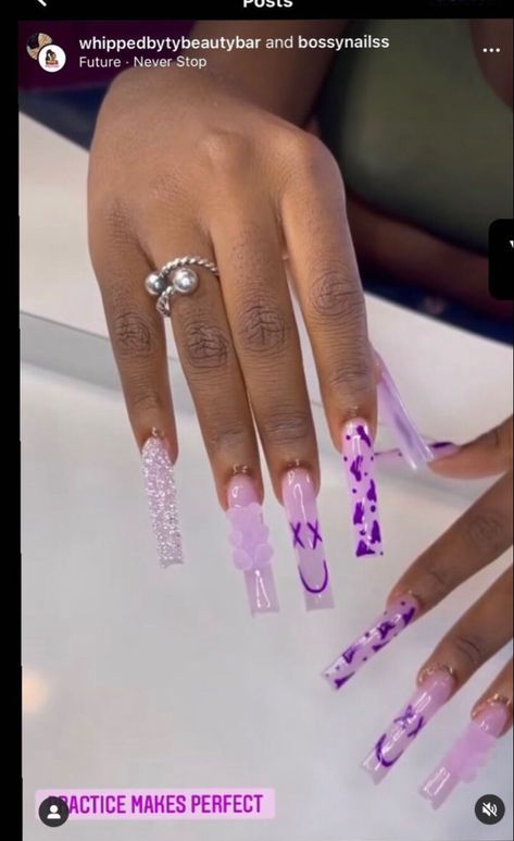 Crazy Acrylic Nails, Purple Zebra, Zebra Nails, Acrylic Toe Nails, Stylish Nails Designs, Girly Acrylic Nails, Dope Nail Designs, Long Acrylic Nails Coffin, Acrylic Nails Coffin Pink