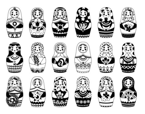 Russian Nesting Doll Tattoo Traditional, Matryoshka Doll Drawing, Nesting Doll Tattoo, Matryoshka Tattoo, Russian Doll Tattoo, Matryoshka Doll Art, Russian Tattoo, Nouveau Tattoo, Doll Tattoo