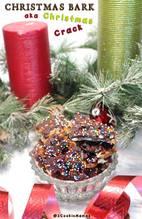 What's not to like about chocolate, caramel and pretzels. But watch out, this Christmas Bark easy to make & so addictive! Great for gift-giving too! via @2CookinMamas Christmas Toffee Bark, Recipe With Pretzels, Toffee Pretzel Bark, Christmas Cracker Toffee, Pretzels Christmas, Pretzel Toffee Bark, Pretzel Bark Recipes, Pretzel Christmas, Christmas Pretzel