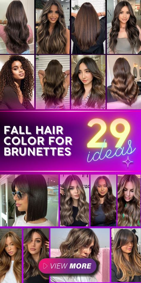 Embrace the latest trends with a fall hair color for brunettes that’s perfect for autumn and winter. Dark brown with subtle highlights or a fun fall ombre can transform your look. Medium length hair looks great with easy, casual highlights, while long hair can be styled with simple, step-by-step instructions. Short hair, including those with bangs, can achieve a fresh look with minimal effort. These fall hair color ideas are perfect for women seeking a stylish change Dark Brown Subtle Highlights, Brown Subtle Highlights, Fun Fall Hair Colors, Fun Fall Hair, Brown With Subtle Highlights, Soft Balayage, Fall Ombre, Winter Dark, Color For Brunettes