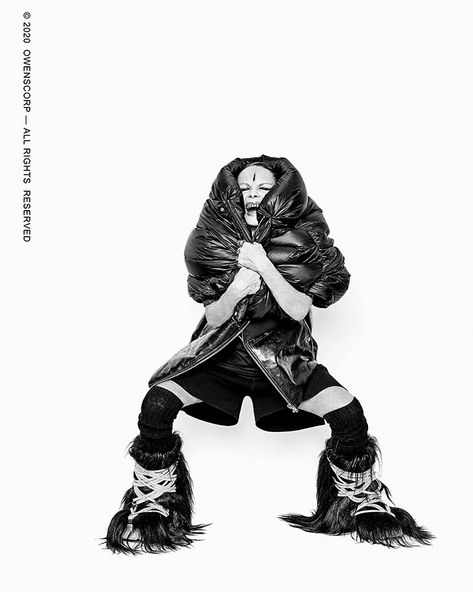 Moncler and Rick Owens Collection Is Here! Rick Owens Photoshoot, Rick Owens Campaign, Rick Owens Poster, Rick Owens Aesthetic, Dark Fashion Photography, Michele Lamy, Rick Owens Collection, Rick Owens Fashion, Rick Owens Menswear