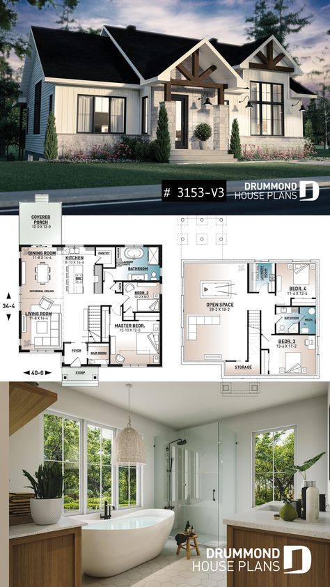 Sims House With Basement, 4 Bedroom House Interior Design, House Plans Affordable To Build, Medium Sized House Plans, House Plans With Bedrooms In Basement, Basement Ideas Plan, Tiny 4 Bedroom House Plans, House Plans With Basement Garage, Affordable House Plans To Build 4 Bedroom