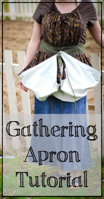 DIY Gathering Apron - if you have chickens, or apple trees, or berry bushes, or tomatoes, or zucchini....  you may want to make one of these.  It may just be the perfect harvest gift for someone in your life. Repurposed Shirts, Gathering Apron, Kitchen Wear, Garden Apron, Apron Tutorial, Apron Sewing, Veg Patch, Diy Apron, An Apron