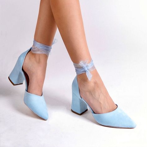 Wedding Heels Blue, Blue Shoes Wedding, Wedding Shoes Blue, Baby Blue Shoes, Shoes Wedding Heels, Blue Block Heels, Blue Bridal Shoes, Blue High Heels, Blue Wedding Shoes