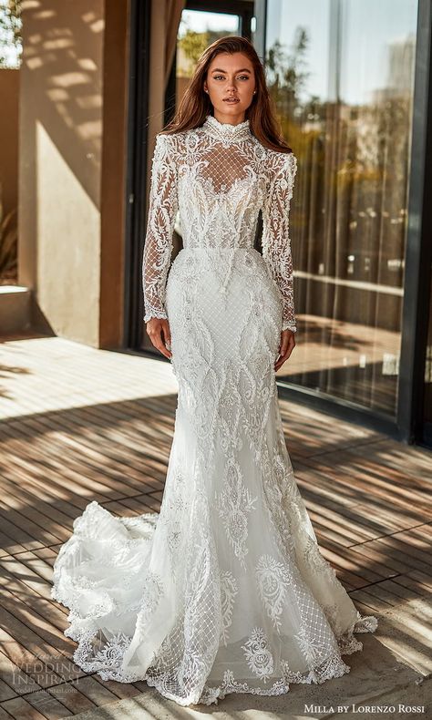 Wedding Dress High Neckline, High Neckline Wedding Dress, Boho Wedding Dresses, Beach Bohemian, Classy Wedding Dress, Galia Lahav, Dream Wedding Ideas Dresses, فستان سهرة, Engagement Dresses