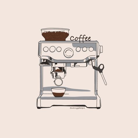 Coffee Bar Art, Coffee Cup Drawing, Coffee Espresso Machine, Burnt Coffee, Coffee Cup Art, Coffee Illustration, Cafe Art, Cup Art, Coffee Espresso