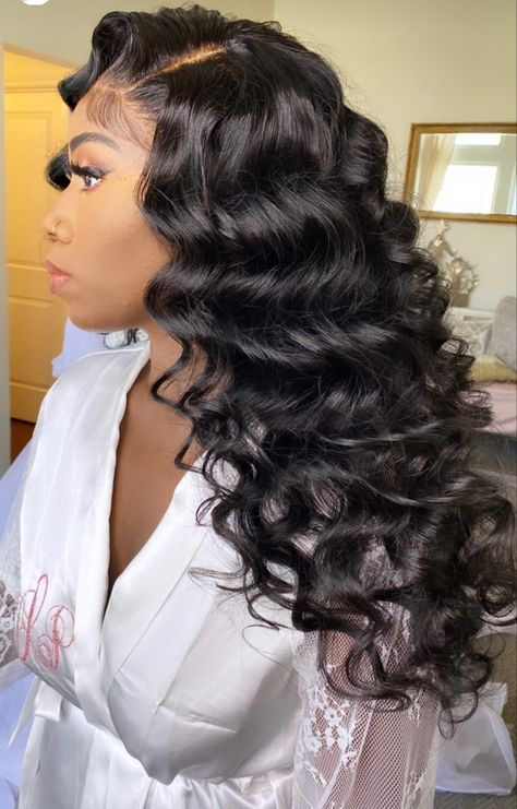 #blackhairstyles #wandcurls #bridehairstyle #blackbride #melanin #blackbridemakeup Wedding Hairstyles For Long Hair Black Women, Wedding Hairstyles For Bride Black Women, Black Hair Curled, Black Bride Hairstyles Half Up Half Down, Black Tie Event Hairstyle, Wedding Hairstyles For Black Women, Wedding Hairstyles Black Women, Bridal Hair Black Women, Wedding Hair Black Women