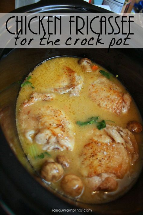 Chicken Fricasse Recipe, Chicken Dinner Recipe, Chicken Fricassee, Crock Pot Food, Freezer Recipes, Easy Slow Cooker Chicken, Freezer Storage, Hunting Camp, Crockpot Dishes