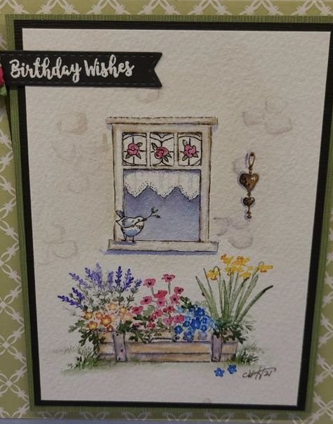 Watercolor Art Window, Watercolor Art Beginner, Watercolor Window, Art Impressions Watercolor, Marker Watercolor, Watercolor Markers, Watercolor Stamps, Art Impressions Cards, Art Impressions Stamps