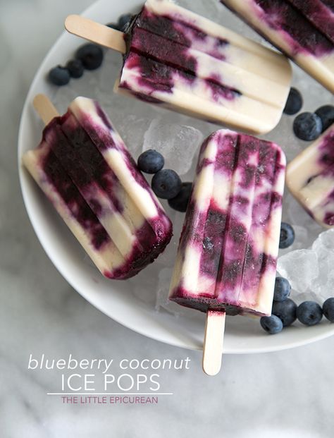 Blueberry Coconut Ice Pops Coconut Ice Cream Popsicles, Popsicle Recipes Coconut Milk, Coconut Cream Popsicles, Blue Popsicles, Blueberry Popsicles, Recipes For Entertaining, Coconut Popsicles, Coconut Ice, Vegan Blueberry