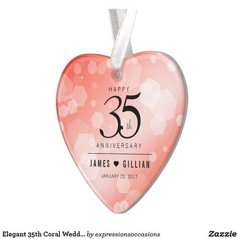 Elegant 35th Coral Wedding Anniversary Ornament Happy 35th Anniversary, Coral Wedding Decorations, Coral Wedding Themes, Anniversary Ornament, 35th Anniversary, Coral Wedding, Wedding Supplies, Wedding Anniversary, Personalized Wedding