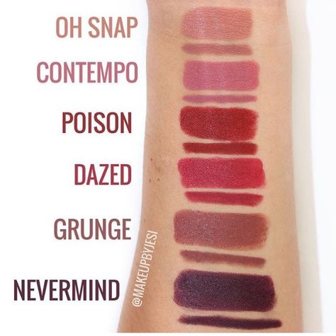 *** Poison lippie stix n liner *** Colourpop fall 2015 collection lippie stix and pencils Lip Liner Swatches, Wedding Lipstick, Colourpop Lippie Stix, Throwing It Back, Barbie Makeup, Colourpop Cosmetics, Makeup Must Haves, Colour Pop, Makeup Swatches