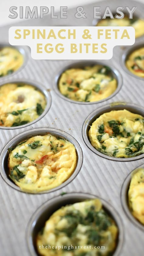 Feta Egg Bites, Fast Breakfast Recipes, Easter Morning Breakfast, Egg White Omelet, Feta Bites, Spinach Bites, White Recipes, Egg White Recipes, Whole Foods Diet