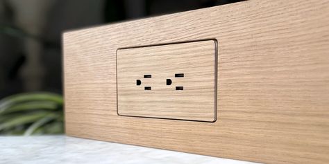 Electrical Outlet Wood Faceplate Install – Flushtek Modern Luxury Design, Baseboard Trim, Electrical Outlet Covers, Oak And Walnut, Material Board, Paint Matching, Easy Wood, Outlet Cover, Electrical Outlets