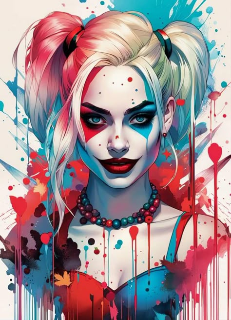 Harley Quinn Tattoo Ideas For Women, Harley Quinn Background, Harley Quinn Art Illustrations, Harley Quinn Comic Art, Harley Quinn Kunst, Harley Quinn Painting, Harley Quinn Wallpaper, Joker Y Harley Quinn, Harley Quinn Tattoo