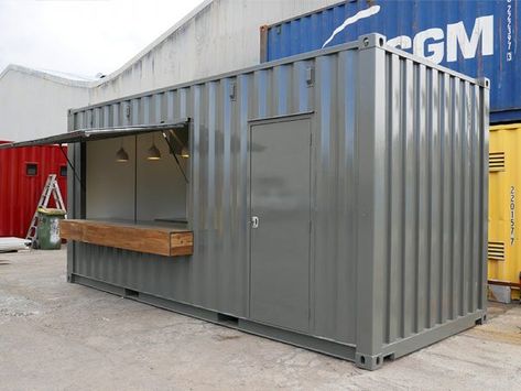 Container Shops Ideas, Container Kitchen Restaurant, Shipping Container Kitchen, Shipping Container Coffee Shop, Stainless Steel Splashback, Shipping Container Cafe, Container Coffee Shop, 40ft Shipping Container, Container Van