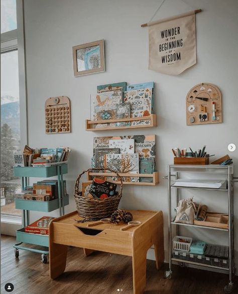 The Ultimate List of Homeschool Room Ideas & Organization Homeschool Room Shelves, Homeschool Room Small Space, Homeschool Corner Space In Living Room, Homeschool Wall Organization, Minimalist Homeschool Space, Vintage Homeschool Room, Homeschool Area In Living Room, School Set Up At Home, Boho Homeschool Room