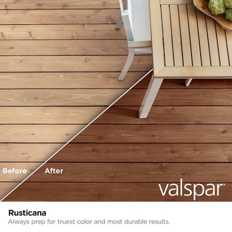 Valspar Deck Stain, Grey Deck Stain, Deck Stain Ideas, Seasonal Campsite, Outdoor Wood Stain, Wood Deck Stain, Deck Upgrade, Deck Stain Colors, Semi Transparent Stain