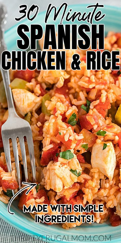 Spanish Chicken Casserole Recipes, Mexican Chicken Recipes Skillet, Spanish Rice Chicken Bowl, Spanish Rice Recipe With Chicken, Chicken With Spanish Rice Recipes, Chicken Rice And Salsa Recipe, Chicken Peppers Rice, Chicken Rice Tomato Soup, Spanish Rice Meals